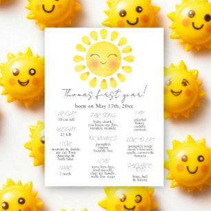 Little Sun First Birthday Milestone Birthday Poster