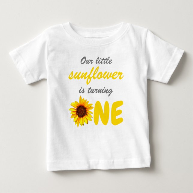 Little Sunflower 1st Birthday Baby T-Shirt (Front)