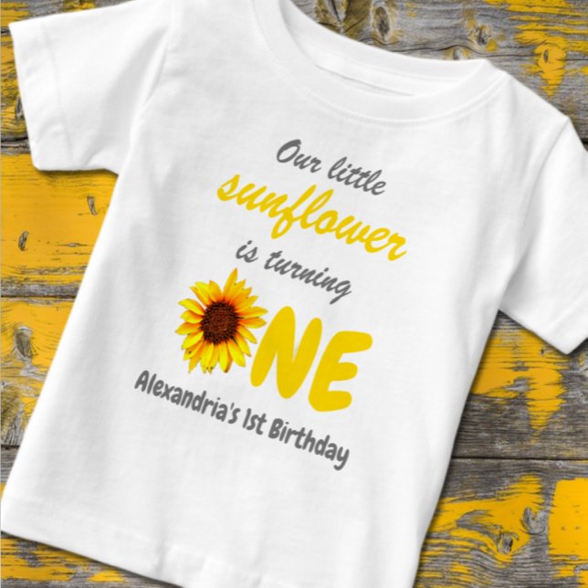 Little Sunflower 1st Birthday Baby T-Shirt (Creator Uploaded)