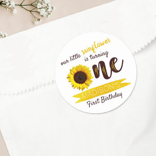 Little Sunflower 1st Birthday Classic Round Sticker