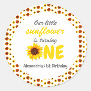 Little Sunflower 1st Birthday Classic Round Sticker