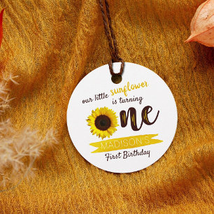 Little Sunflower 1st Birthday Favour Tags