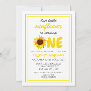 Little Sunflower 1st Birthday Invitation