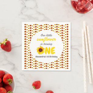 Little Sunflower 1st Birthday Napkin