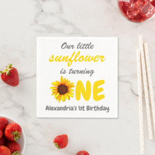 Little Sunflower 1st Birthday Napkin