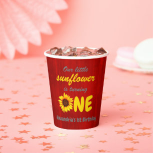 Little Sunflower 1st Birthday Paper Cups
