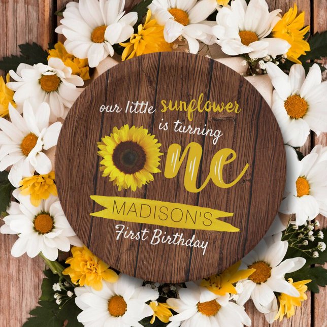 Little Sunflower 1st Birthday Paper Plate (Creator Uploaded)
