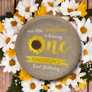 Little Sunflower 1st Birthday Paper Plate