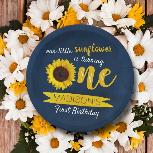 Little Sunflower 1st Birthday Paper Plate (Creator Uploaded)