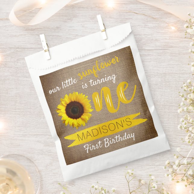Little Sunflower 1st Birthday Party Favour Bag (Clipped)