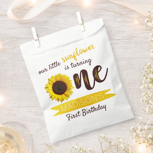 Little Sunflower 1st Birthday Party Favour Bag (Clipped)