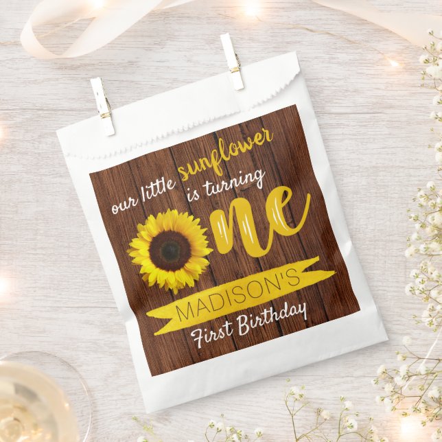 Little Sunflower 1st Birthday Party Favour Bag (Clipped)