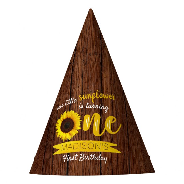 Little Sunflower 1st Birthday Party Hat (Front)