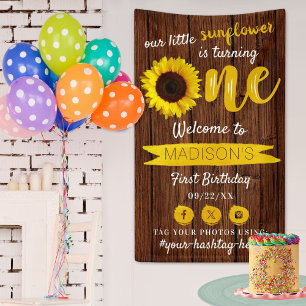 Little Sunflower 1st Birthday Welcome Banner