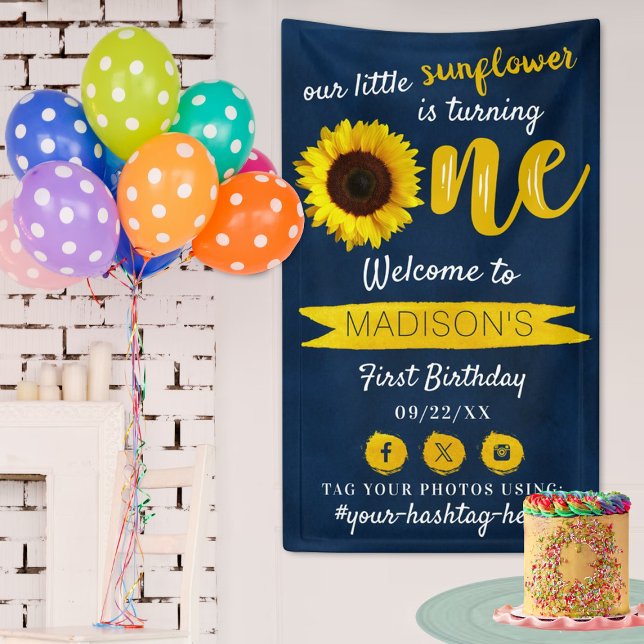 Little Sunflower 1st Birthday Welcome Banner (Creator Uploaded)