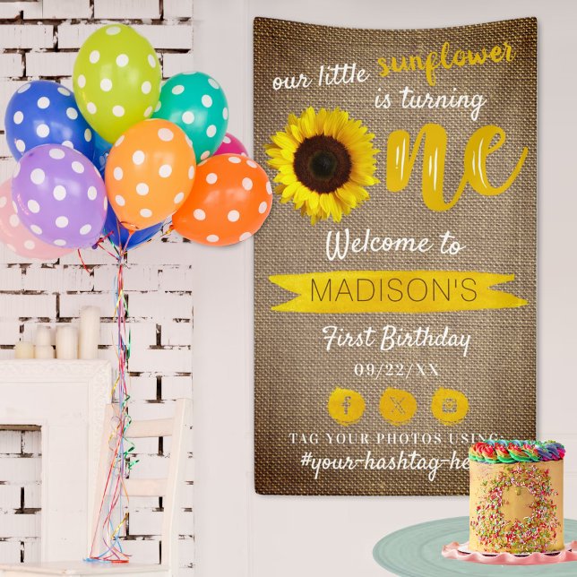 Little Sunflower 1st Birthday Welcome Banner (Creator Uploaded)