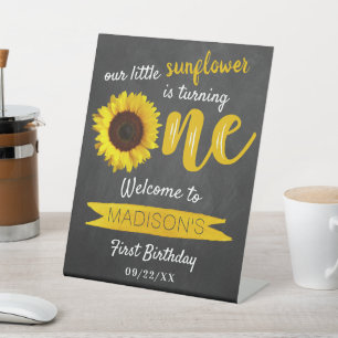 Little Sunflower 1st Birthday Welcome Pedestal Sign