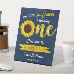 Little Sunflower 1st Birthday Welcome Pedestal Sign