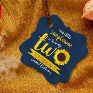 Little Sunflower 2nd Birthday Favour Tags