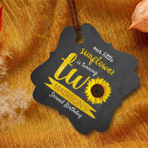 Little Sunflower 2nd Birthday Favour Tags