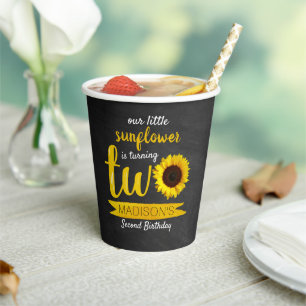 Little Sunflower 2nd Birthday Paper Cups