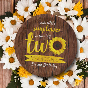 Little Sunflower 2nd Birthday Paper Plate