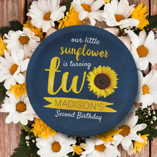 Little Sunflower 2nd Birthday Paper Plate