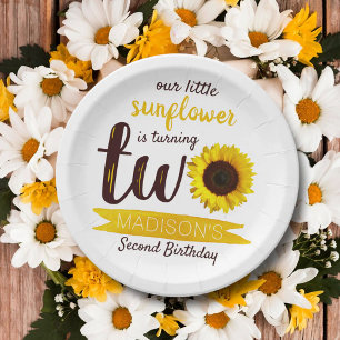 Little Sunflower 2nd Birthday Paper Plate