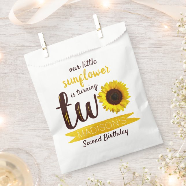 Little Sunflower 2nd Birthday Party Favour Bag (Clipped)