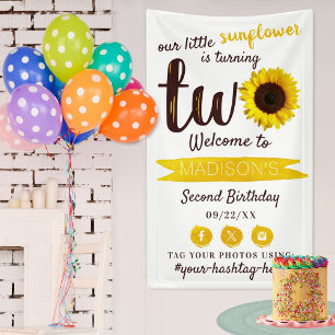 Little Sunflower 2nd Birthday Party Welcome Banner