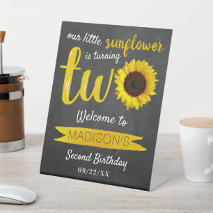 Little Sunflower 2nd Birthday Welcome Pedestal Sign