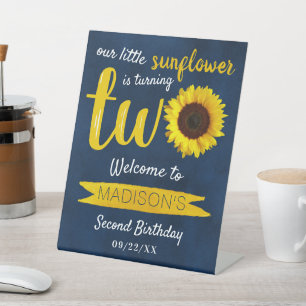 Little Sunflower 2nd Birthday Welcome Pedestal Sign