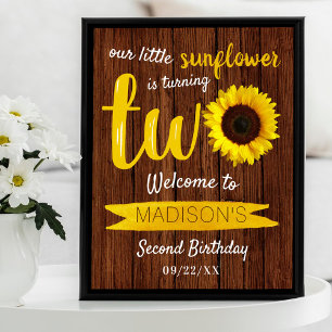 Little Sunflower 2nd Birthday Welcome Sign