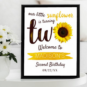 Little Sunflower 2nd Birthday Welcome Sign
