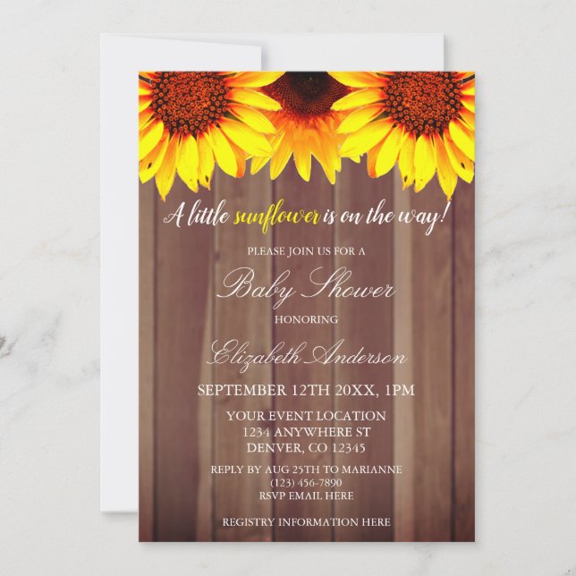 Little Sunflower Baby Shower Invitation (Front)