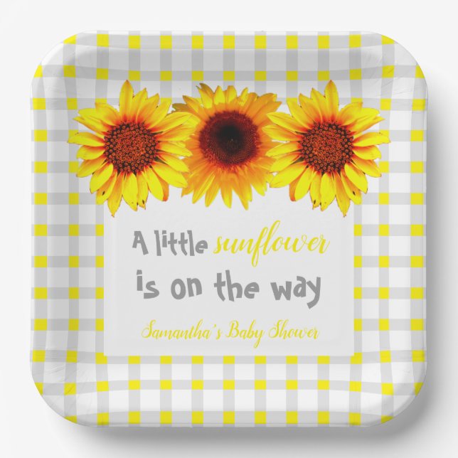 Little Sunflower Baby Shower Paper Plate (Front)