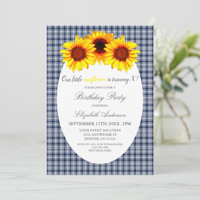 Little Sunflower Birthday Invitation (Standing Front)