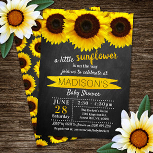 Little Sunflower Chalkboard Baby Shower Invitation