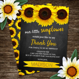 Little Sunflower Chalkboard Birthday Thank You Card