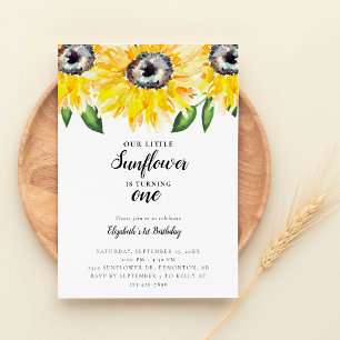 Little Sunflower First Birthday One Elegant Invitation
