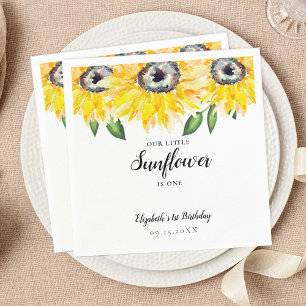 Little Sunflower is One First Birthday Elegant Napkin