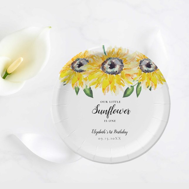 Little Sunflower is One First Birthday Elegant   Paper Plate (Creator Uploaded)
