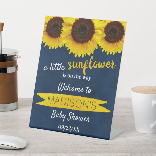 Little Sunflower On The Way! Baby Shower Welcome Pedestal Sign (In SItu)