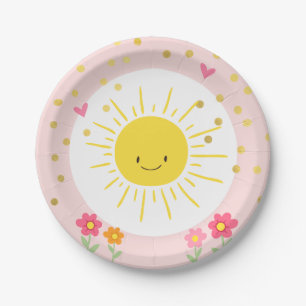 Little sunhine Paper Plates Birthday Girl Pink