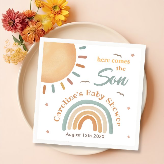 Little Sunshine Baby Shower Here Comes The Son  Napkin (Creator Uploaded)