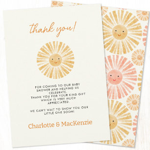 Little Sunshine Baby Shower Thank You Card