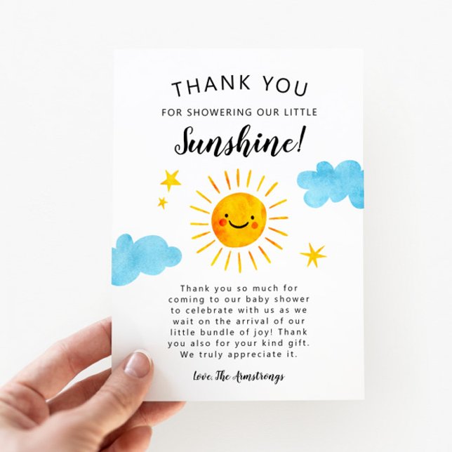 Little Sunshine Baby Shower Thank You Card (Creator Uploaded)