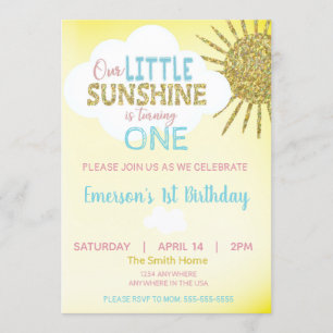 Little sunshine Birthday invitation you are my