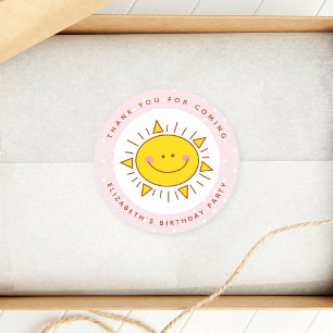 Little Sunshine Birthday Thank You For Coming Classic Round Sticker