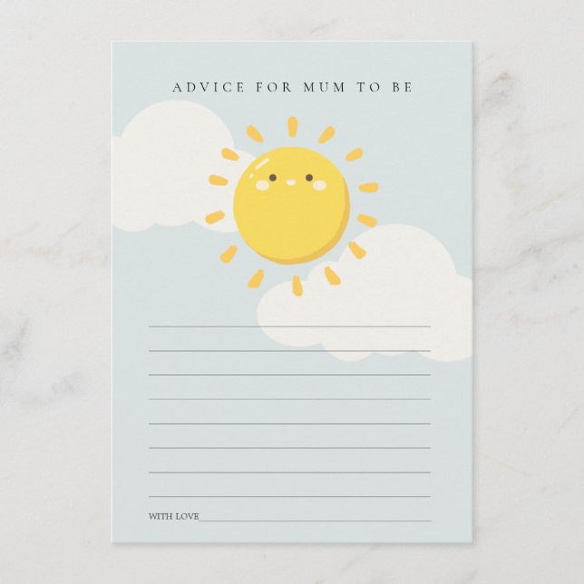 Little Sunshine Blue Advice for Mum Baby Shower Enclosure Card (Front)